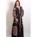 Boho Style Ukrainian Embroidered Maxi Broad Dress Black "Grace"